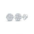 Radiant Blossom Diamond Cluster Earrings - Top View
