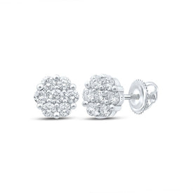 Radiant Blossom Diamond Cluster Earrings - Top View