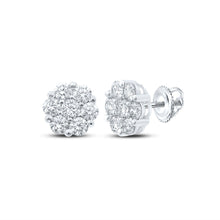 Load image into Gallery viewer, Sparkling Blossom Diamond Stud Earrings - Top View