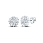 Sparkling Blossom Diamond Stud Earrings - Top View