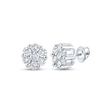 Load image into Gallery viewer, Dazzling Blooming Diamond Cluster Earrings - Top View