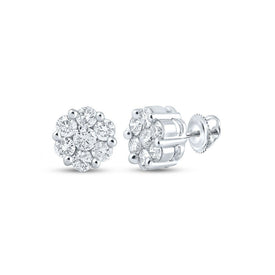 Dazzling Blooming Diamond Cluster Earrings - Top View