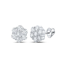 Load image into Gallery viewer, 14kt White Gold Diamond Blossom Cluster Earrings - Top View