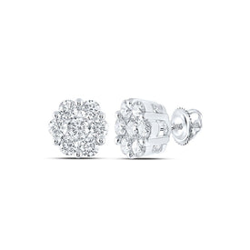 Sparkling Diamond Blossom Earrings - Top View