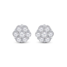 Load image into Gallery viewer, 14kt White Gold Diamond Blossom Cluster Earrings - Side View