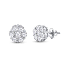 Load image into Gallery viewer, 14kt White Gold Diamond Blossom Cluster Earrings - Top View