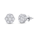 14kt White Gold Diamond Blossom Cluster Earrings - Top View