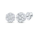 Radiant Blossom 14kt White Gold Diamond Cluster Earrings - Top View