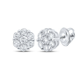 Radiant Blossom 14kt White Gold Diamond Cluster Earrings - Top View