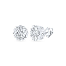 Load image into Gallery viewer, 14kt White Gold Diamond Blossom Cluster Earrings - Top View