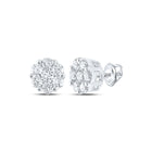 14kt White Gold Diamond Blossom Cluster Earrings - Top View