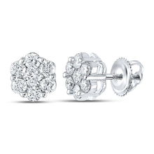 Load image into Gallery viewer, 14kt White Gold Floral Brilliance Diamond Earrings - Top View
