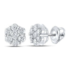 14kt White Gold Floral Brilliance Diamond Earrings - Top View