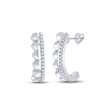 Load image into Gallery viewer, 14kt White Gold Diamond Brilliance J Hoop Earrings - Top View
