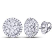 Load image into Gallery viewer, Sparkling Brilliance: 14kt White Gold Diamond Halo Cluster Earrings  Top View from Splendid Jewellery
