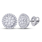 Sparkling Brilliance: 14kt White Gold Diamond Halo Cluster Earrings  Top View from Splendid Jewellery
