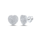 14kt White Gold Heart-Shaped Diamond Earrings: A Radiant Expression of Love and Elegance - Top View