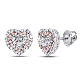 14kt White Gold Heart-Shaped Diamond Earrings: A Timeless Romance - Top View