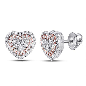 Earrings | 14kt White Gold Womens Round Diamond Heart Earrings 3/8 Cttw | Splendid Jewellery GND