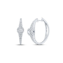 Load image into Gallery viewer, 14kt White Gold Diamond and Sapphire Captivating Hoop Earrings - Top View