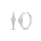 14kt White Gold Diamond and Sapphire Captivating Hoop Earrings - Top View