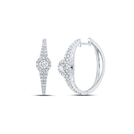 14kt White Gold Diamond and Sapphire Captivating Hoop Earrings - Top View
