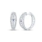 14kt White Gold Diamond and Blue Sapphire Hoop Earrings - A Dazzling Symphony of Elegance - Top View