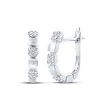 Load image into Gallery viewer, 14kt White Gold Sparkling Diamond Hoop Earrings - Top View