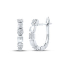 14kt White Gold Sparkling Diamond Hoop Earrings - Top View