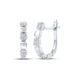 14kt White Gold Sparkling Diamond Hoop Earrings - Top View