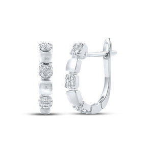 Earrings | 14kt White Gold Womens Round Diamond Hoop Earrings 1/10 Cttw | Splendid Jewellery GND