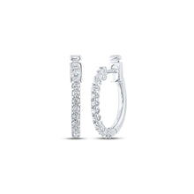 Load image into Gallery viewer, Radiant Brilliance: 14kt White Gold Diamond Hoop Earrings - Top View