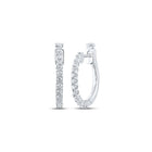 Radiant Brilliance: 14kt White Gold Diamond Hoop Earrings - Top View