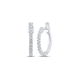 Radiant Brilliance: 14kt White Gold Diamond Hoop Earrings - Top View