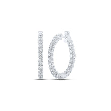 Load image into Gallery viewer, Radiant Brilliance: 14kt White Gold Diamond Hoop Earrings - Top View