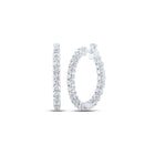 Radiant Brilliance: 14kt White Gold Diamond Hoop Earrings - Top View