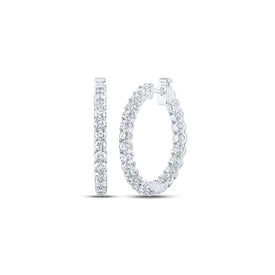 Radiant Brilliance: 14kt White Gold Diamond Hoop Earrings - Top View