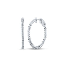 Load image into Gallery viewer, 14kt White Gold Diamond Brilliance Hoop Earrings - Top View
