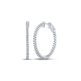 14kt White Gold Diamond Brilliance Hoop Earrings - Top View