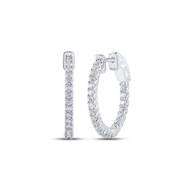 14kt Diamond Brilliance White Gold Hoop Earrings - Top View