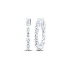 14kt White Gold Diamond Brilliance Hoop Earrings - Top View