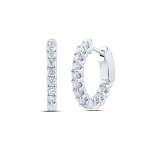 Load image into Gallery viewer, 14kt White Gold Diamond Brilliance Hoop Earrings - Top View