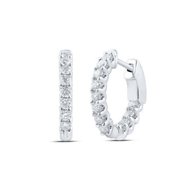 14kt White Gold Diamond Brilliance Hoop Earrings - Top View