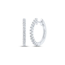 Load image into Gallery viewer, 14kt White Gold Diamond Brilliance Hoop Earrings - Top View