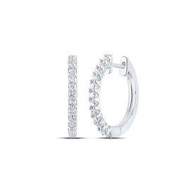 14kt White Gold Diamond Brilliance Hoop Earrings - Top View