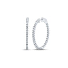 Radiant Brilliance: 14kt White Gold Womens Round Diamond Inside Outside Hoop Earrings - Top View
