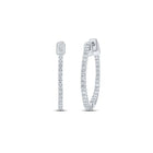Radiant Brilliance: 14kt White Gold Diamond Inside Outside Hoop Earrings - Top View