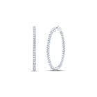 Dazzling Brilliance: 14kt White Gold Round Diamond Inside Outside Hoop Earrings - Top View
