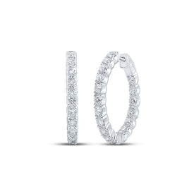 14kt White Gold Diamond Brilliance Hoop Earrings - Top View