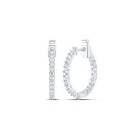14kt White Gold Diamond Brilliance Hoop Earrings - Top View